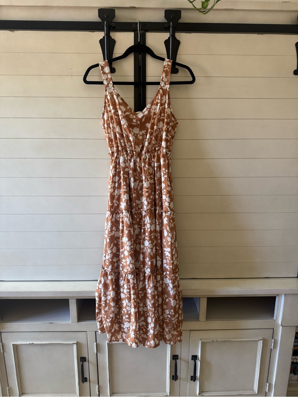 Floral Midi Dress in Rust and White